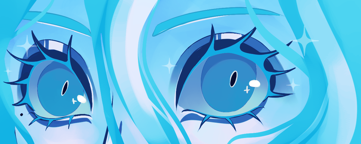 sparkly blue anime eyes illustration